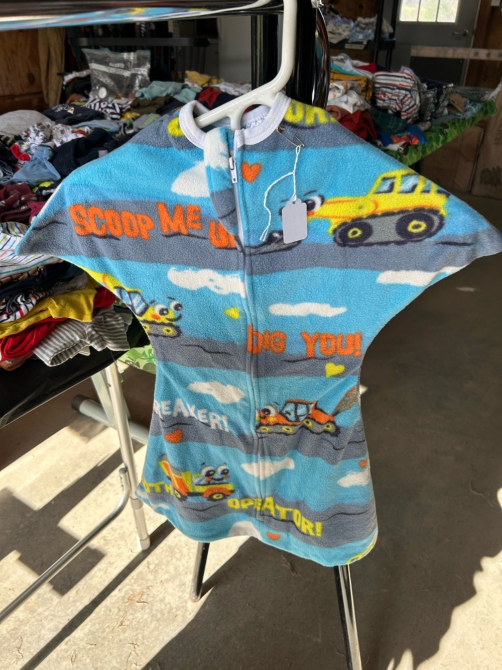 Zipadee Blue Construction Truck Fleece Toddler sleepsack